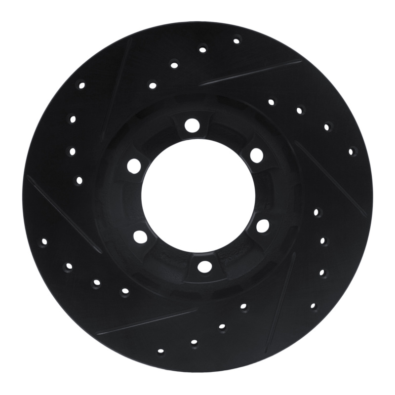 Picture of R1 87-89 Dodge Raider Front Right Drilled & Slotted Black Brake Rotor