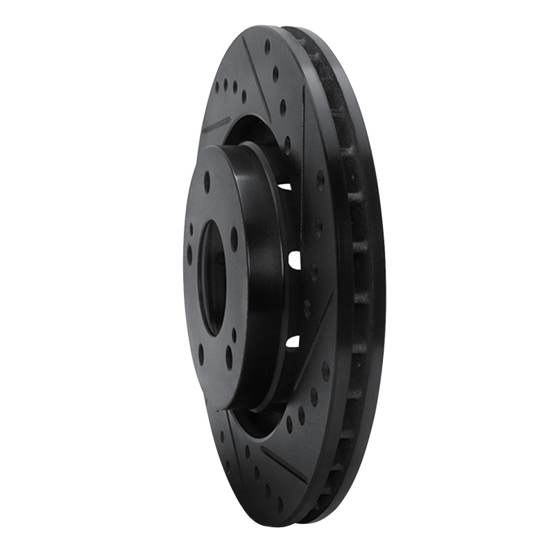 Picture of R1 05-22 Mitsubishi Outlander PHEV Front Right Drilled & Slotted Black Brake Rotor