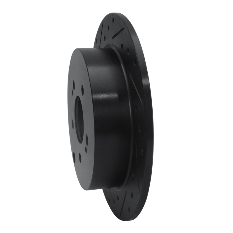 Picture of R1 04-11 Mitsubishi Grandis (Mexico) Rear Left Drilled & Slotted Black Brake Rotor
