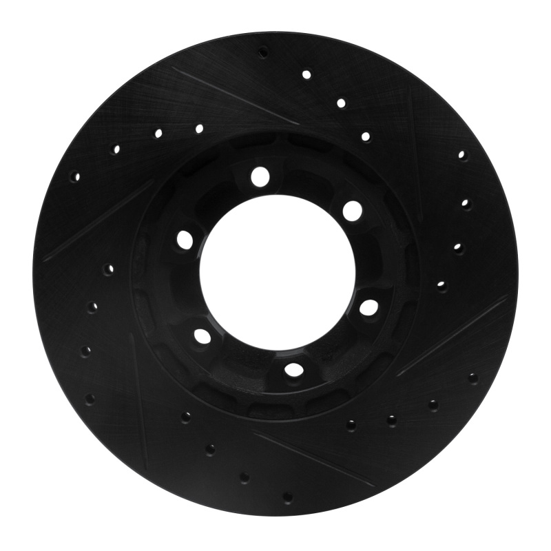 Picture of R1 87-89 Dodge Raider Front Left Drilled & Slotted Black Brake Rotor