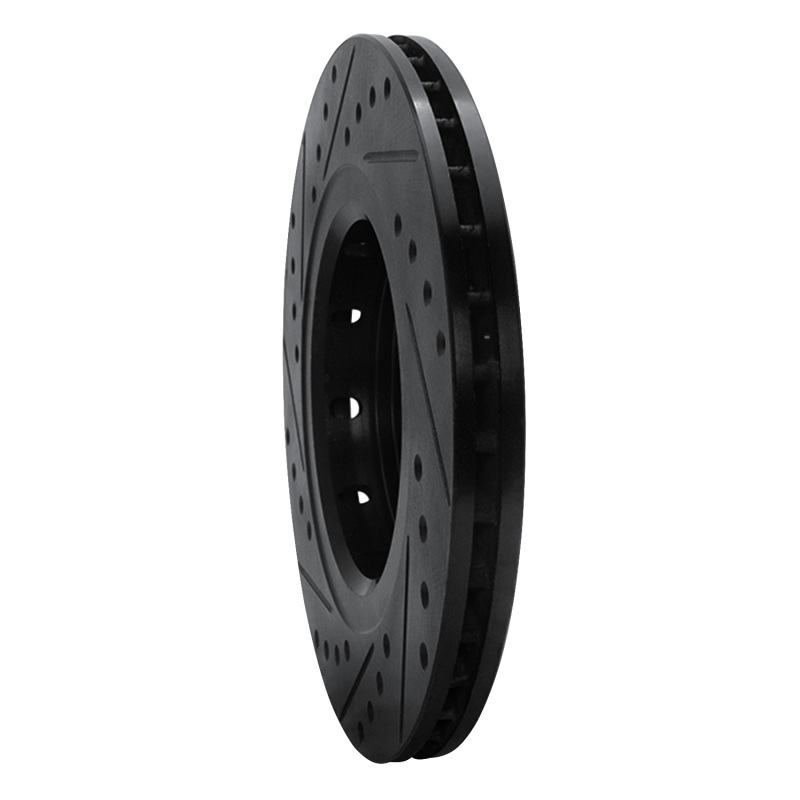 Picture of R1 05-22 Mitsubishi Outlander PHEV Front Right Drilled & Slotted Black Brake Rotor
