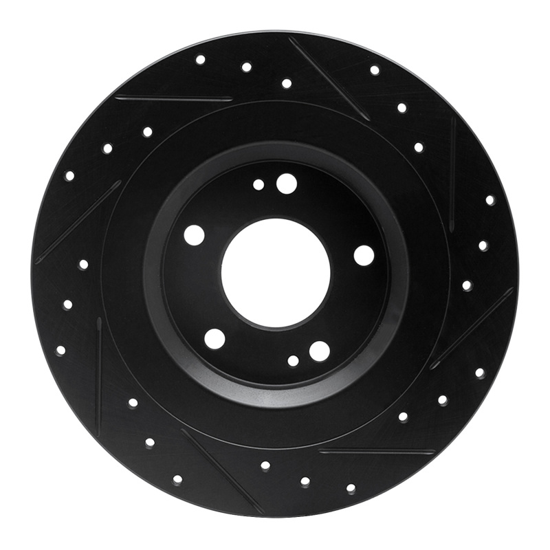 Picture of R1 13-25 Mitsubishi Eclipse Cross Rear Left Drilled & Slotted Black Brake Rotor