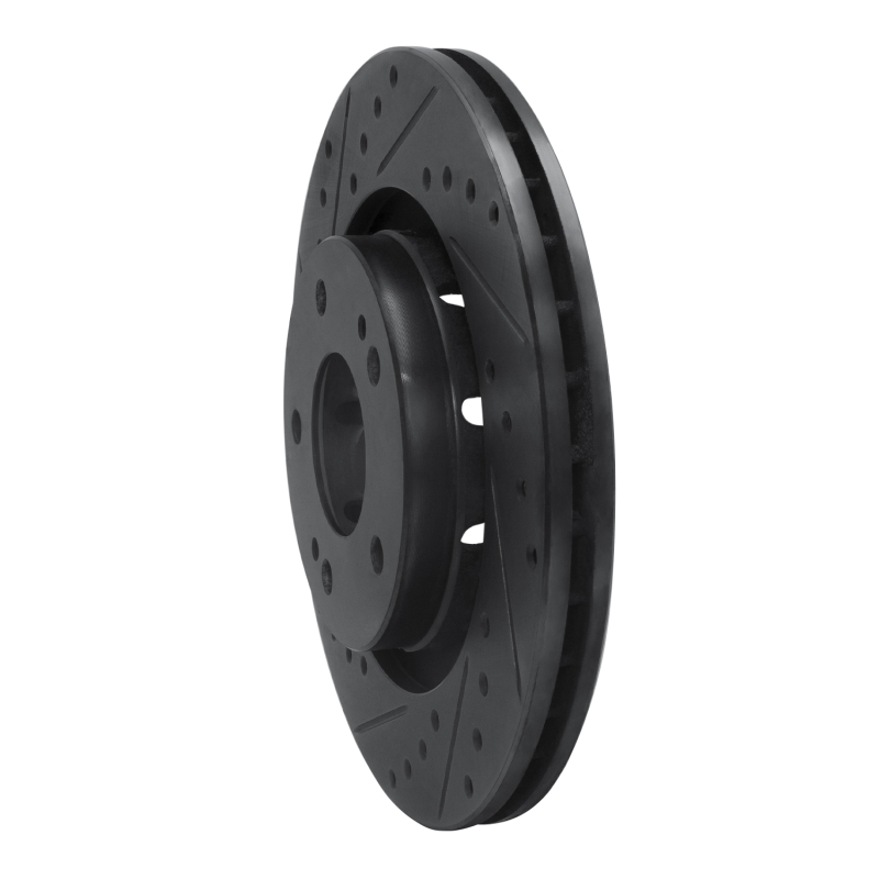 Picture of R1 05-22 Mitsubishi Outlander PHEV Front Left Drilled & Slotted Black Brake Rotor