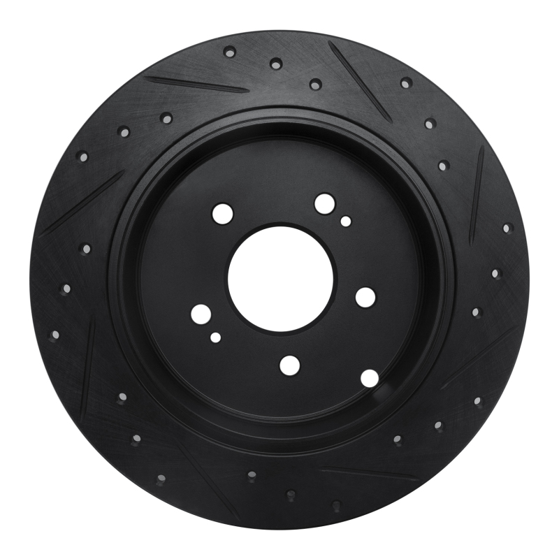 Picture of R1 04-11 Mitsubishi Grandis (Mexico) Rear Left Drilled & Slotted Black Brake Rotor