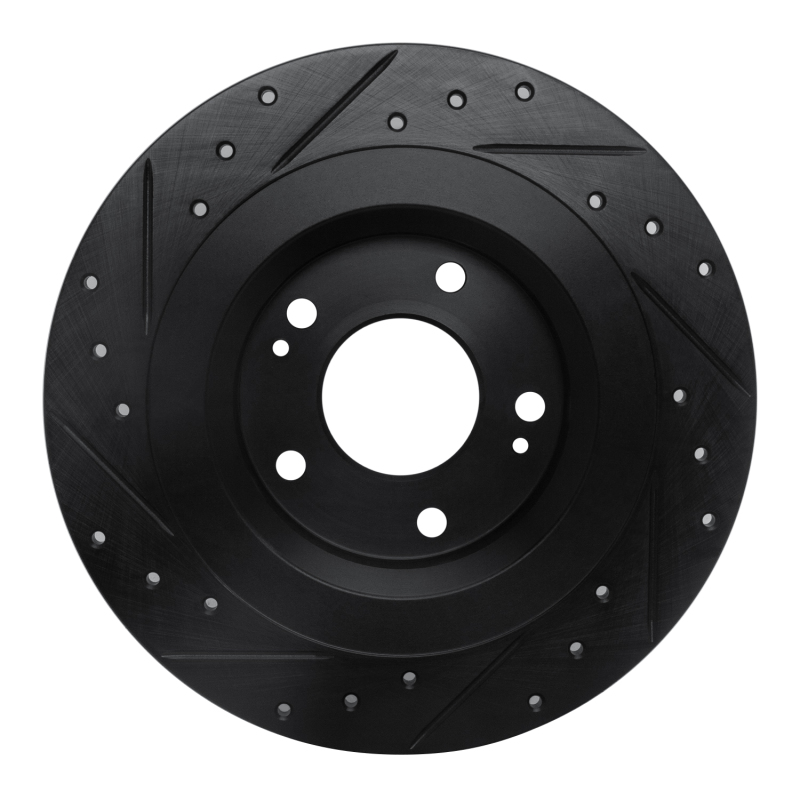 Picture of R1 13-25 Mitsubishi Eclipse Cross Rear Right Drilled & Slotted Black Brake Rotor