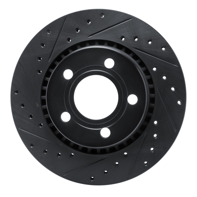 Picture of R1 80-86 Audi Quattro Front Left Drilled & Slotted Black Brake Rotor