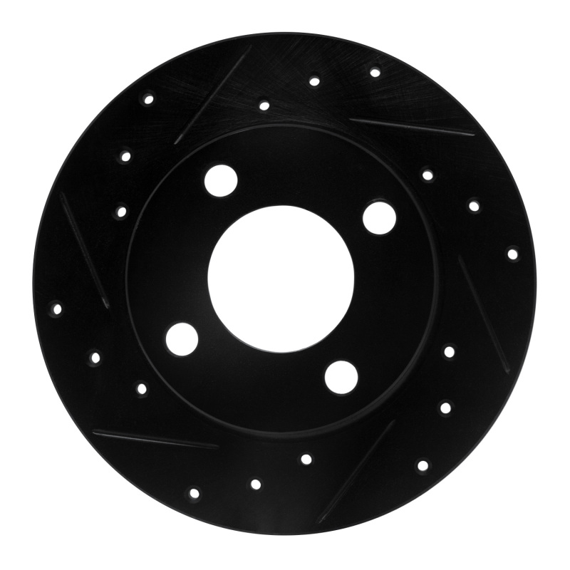 Picture of R1 84-95 Audi 90 Quattro Rear Left Drilled & Slotted Black Brake Rotor