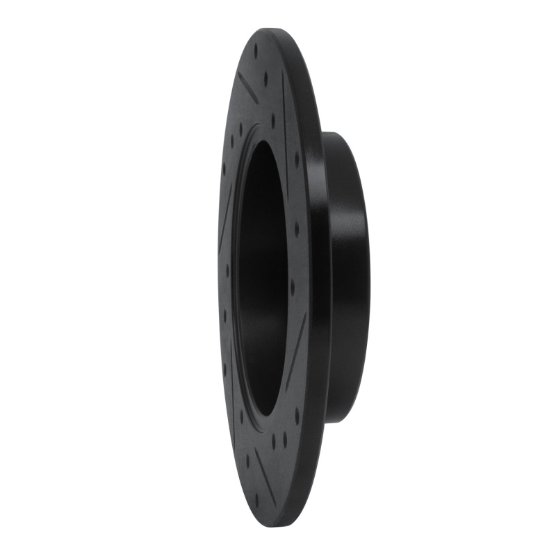 Picture of R1 84-95 Audi 90 Quattro Rear Left Drilled & Slotted Black Brake Rotor