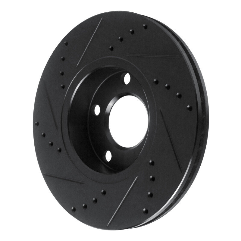 Picture of R1 85-91 Audi 5000S Front Right Drilled & Slotted Black Brake Rotor