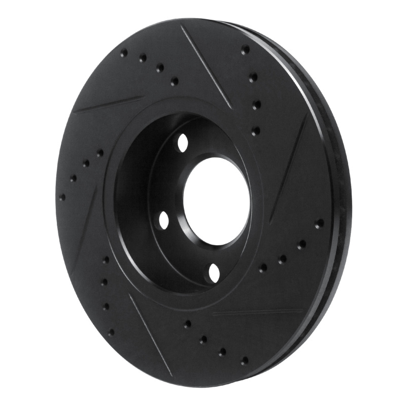 Picture of R1 85-91 Audi 200 Quattro Front Left Drilled & Slotted Black Brake Rotor