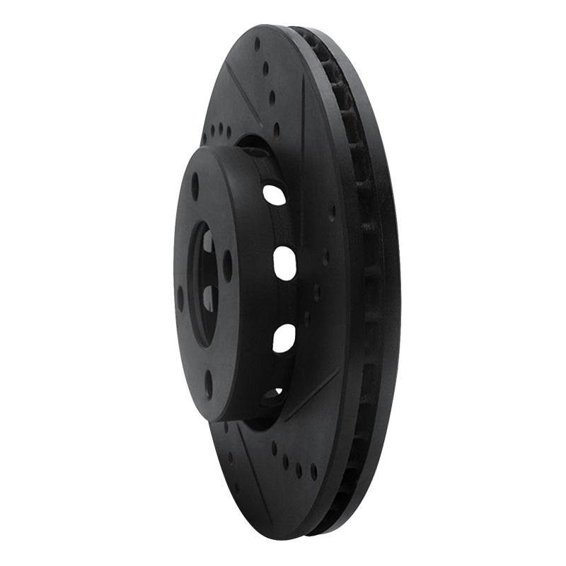 Picture of R1 90-91 Audi 90 Quattro Front Right Drilled & Slotted Black Brake Rotor