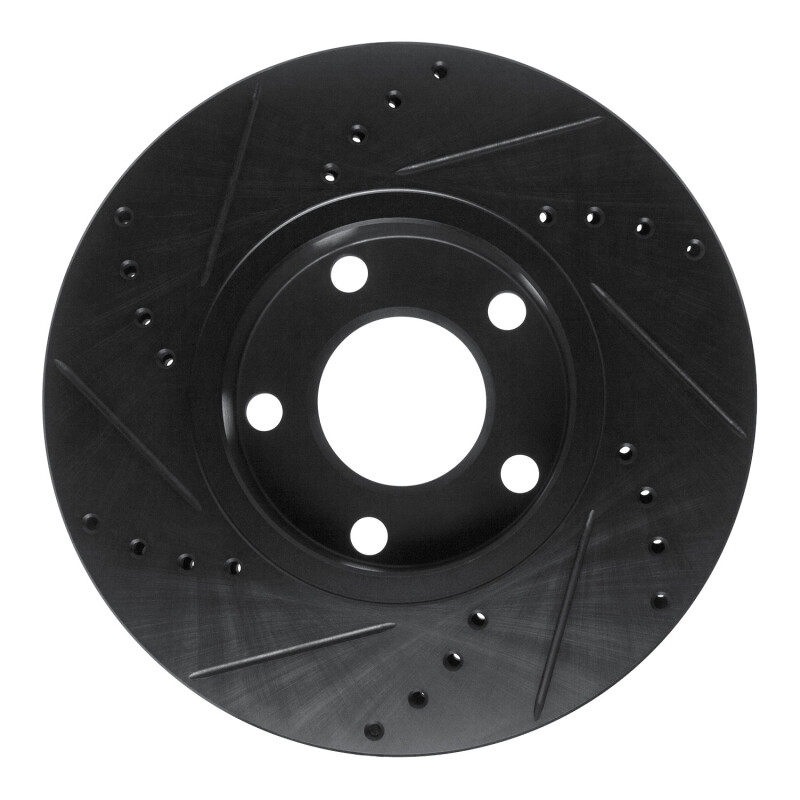 Picture of R1 85-91 Audi 5000S Front Right Drilled & Slotted Black Brake Rotor