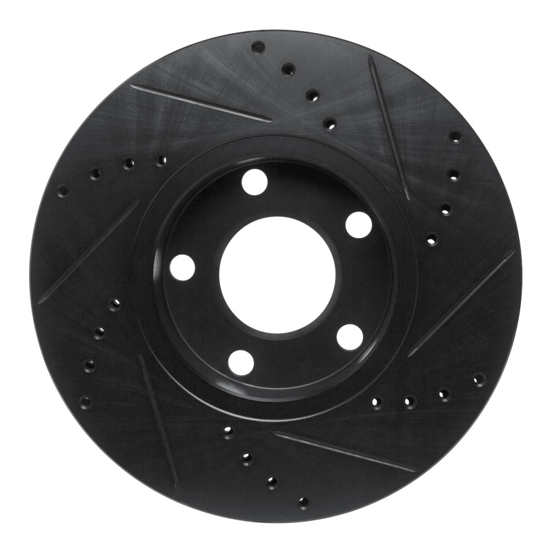Picture of R1 85-91 Audi 200 Quattro Front Left Drilled & Slotted Black Brake Rotor