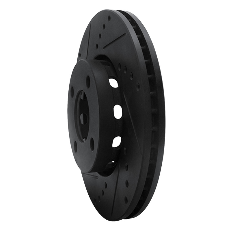 Picture of R1 90-91 Audi 90 Quattro Front Left Drilled & Slotted Black Brake Rotor