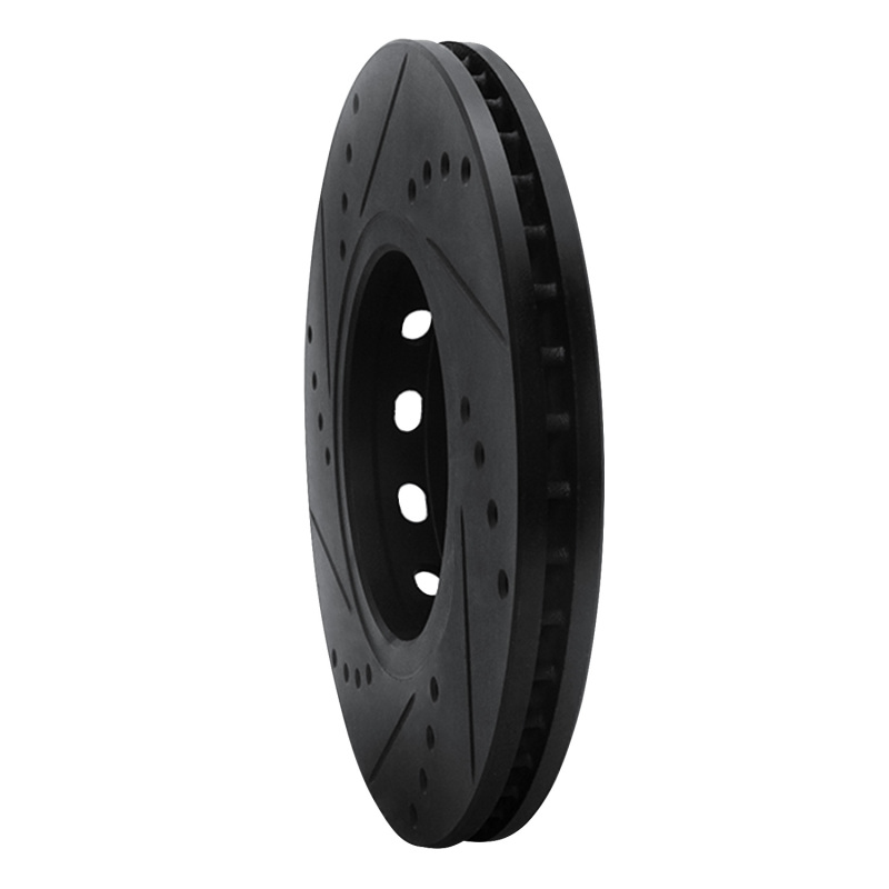 Picture of R1 90-91 Audi 90 Quattro Front Right Drilled & Slotted Black Brake Rotor