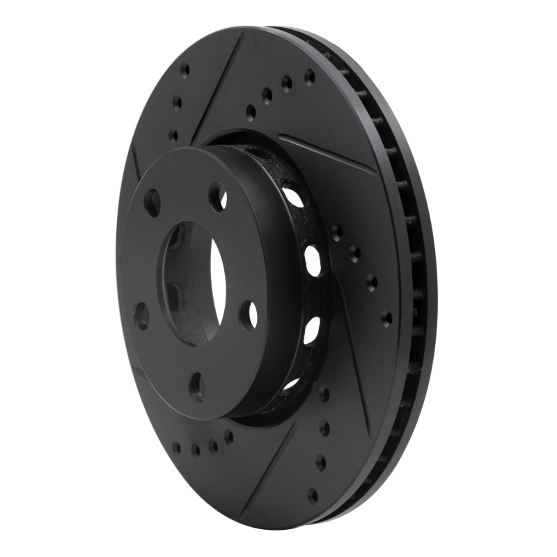 Picture of R1 90-97 Audi S6 Front Left Drilled & Slotted Black Brake Rotor