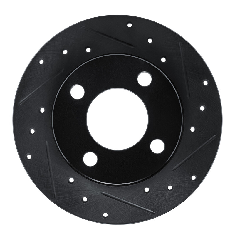 Picture of R1 89-91 Audi 100 Quattro Rear Right Drilled & Slotted Black Brake Rotor