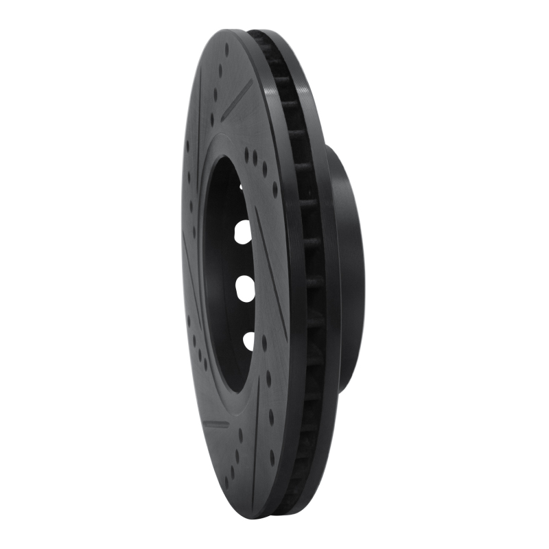 Picture of R1 90-97 Audi V8 Quattro Front Right Drilled & Slotted Black Brake Rotor