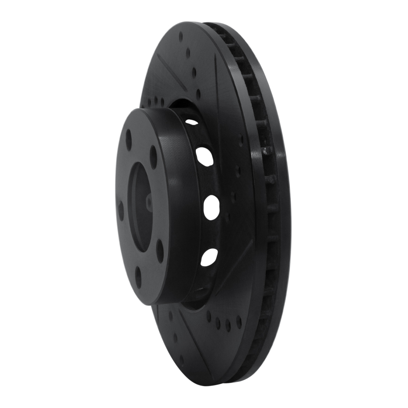 Picture of R1 90-97 Audi V8 Quattro Front Right Drilled & Slotted Black Brake Rotor