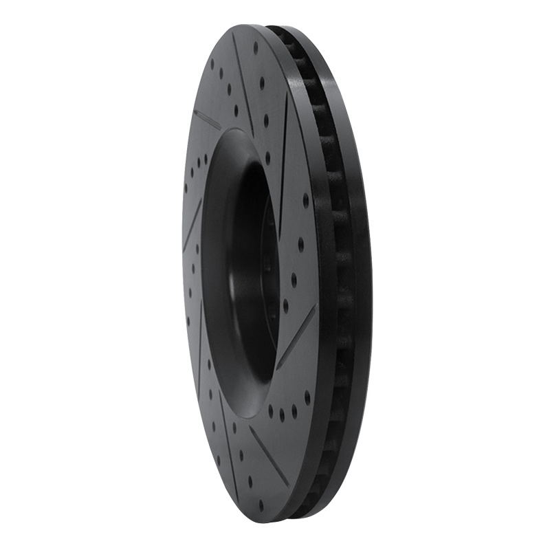 Picture of R1 98-09 Audi A4 (Mexico) Front Left Drilled & Slotted Black Brake Rotor
