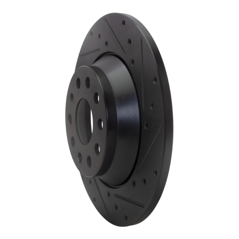 Picture of R1 16-25 Audi Q3 Rear Right Drilled & Slotted Black Brake Rotor