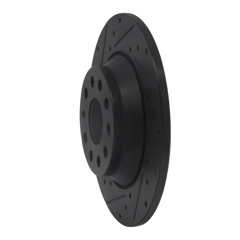 Picture of R1 16-25 Audi TT Quattro Rear Left Drilled & Slotted Black Brake Rotor