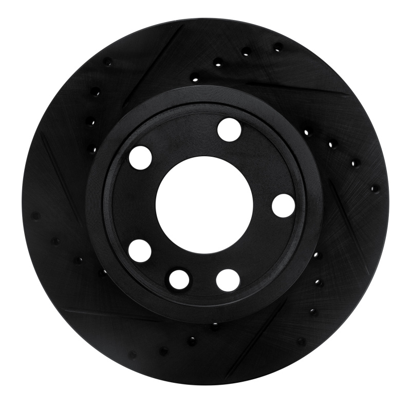 Picture of R1 92-95 Volkswagen EuroVan Front Left Drilled & Slotted Black Brake Rotor