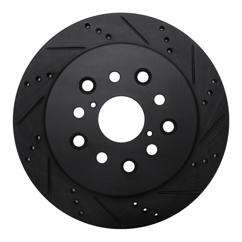 Picture of R1 01-06 Lexus LS430 Rear Right Drilled & Slotted Black Brake Rotor