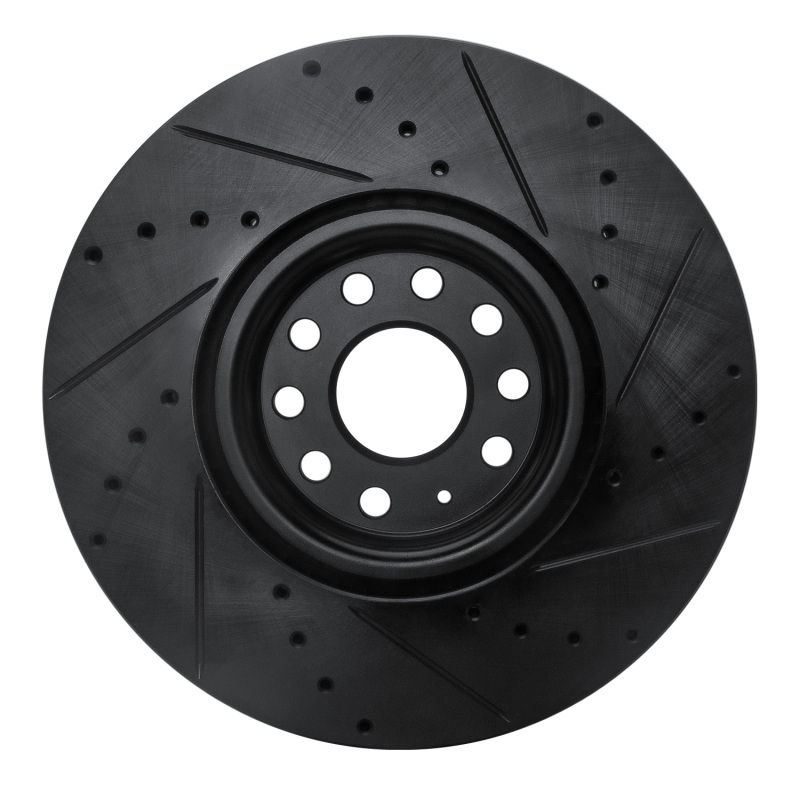 Picture of R1 18-25 Volkswagen ATLAS Front Left Drilled & Slotted Black Brake Rotor