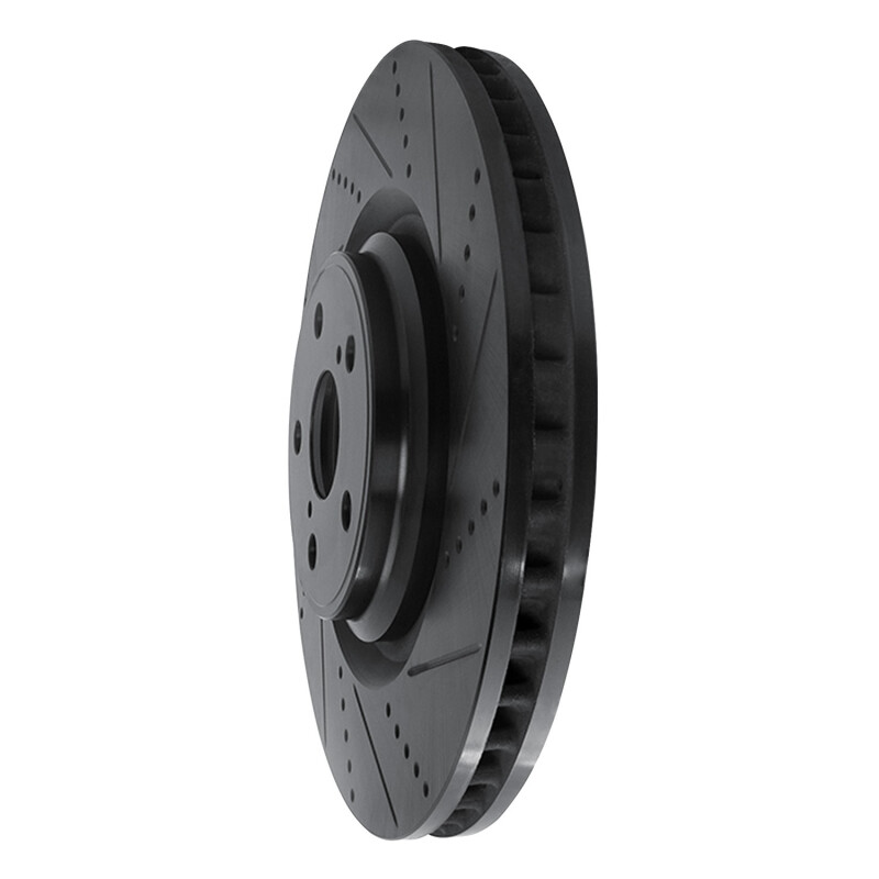 Picture of R1 10-17 Lexus LS460 Left Front Drilled & Slotted Black Brake Rotor