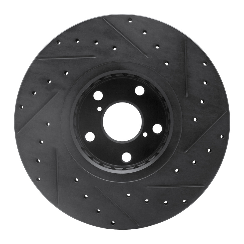 Picture of R1 07-11 Lexus GS350 Left Front Drilled & Slotted Black Brake Rotor