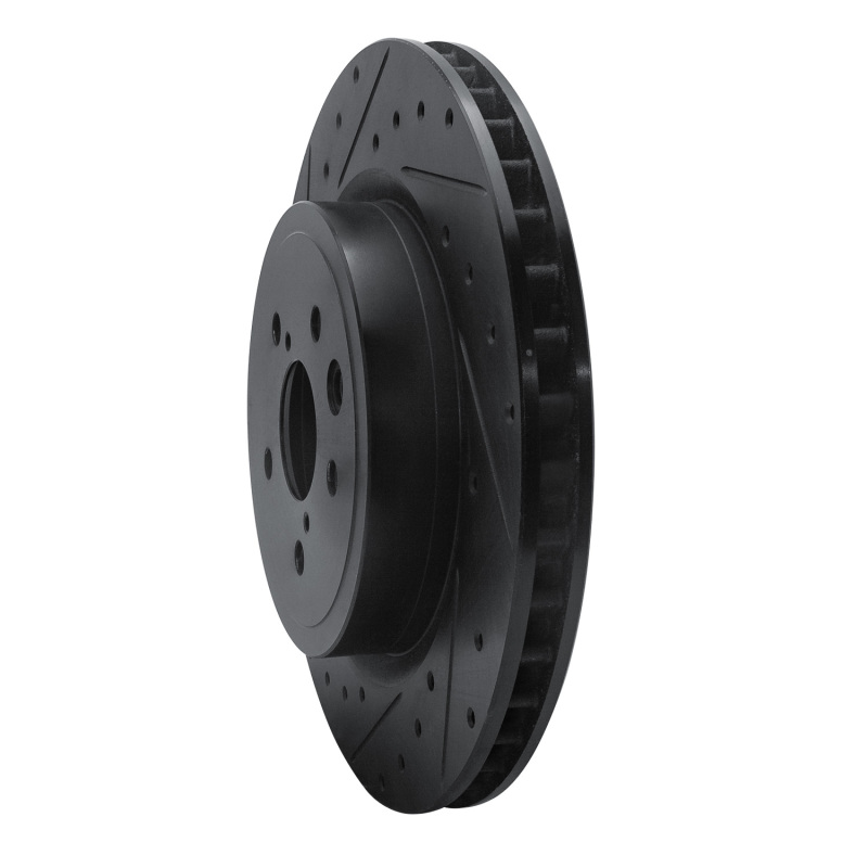 Picture of R1 15-22 Lexus GS F Left Rear Drilled & Slotted Black Brake Rotor