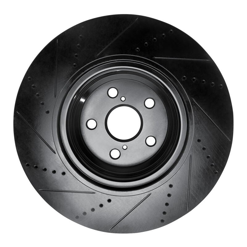 Picture of R1 10-17 Lexus LS460 Left Front Drilled & Slotted Black Brake Rotor