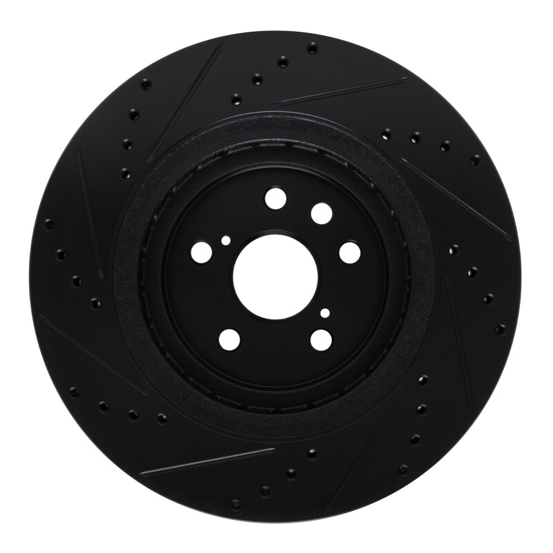 Picture of R1 20-25 Lexus RX350 Front Right Drilled & Slotted Black Brake Rotor