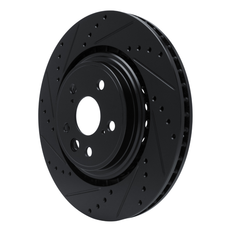Picture of R1 20-25 Lexus RX350h Front Left Drilled & Slotted Black Brake Rotor