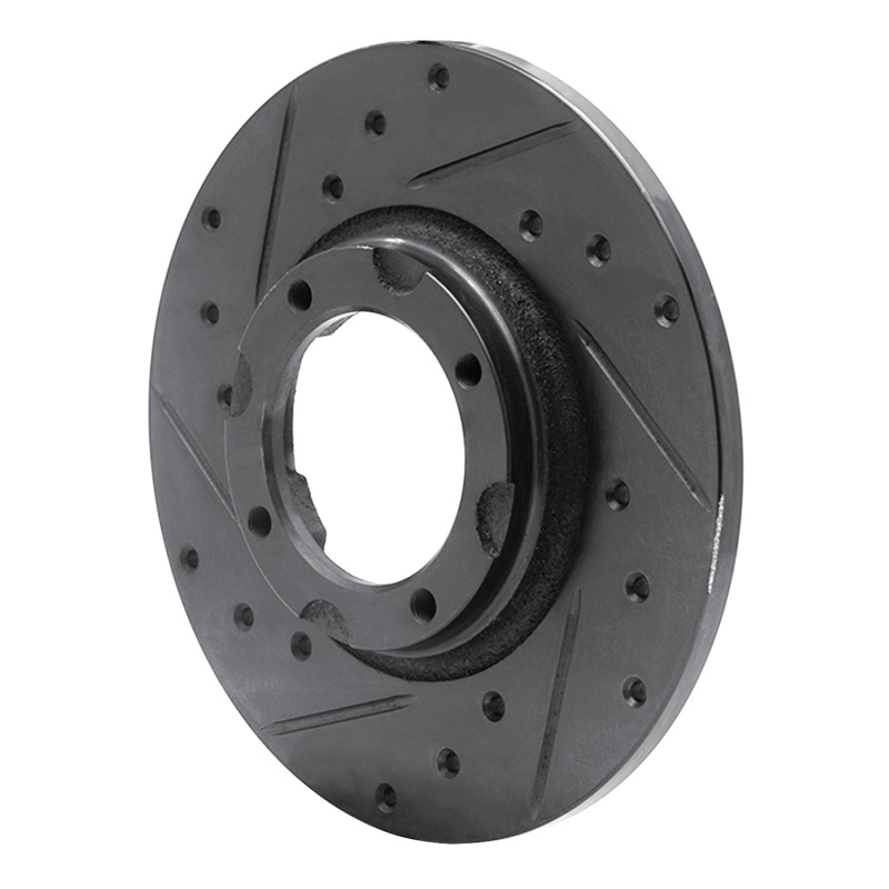 Picture of R1 80-82 Toyota Tercel Front Left Drilled & Slotted Black Brake Rotor