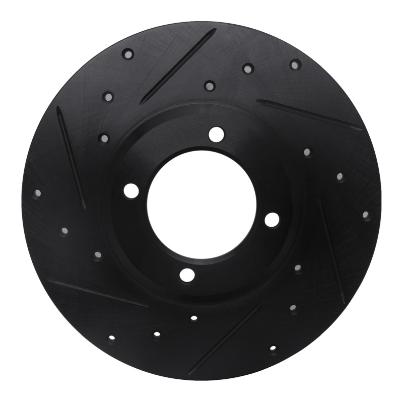 Picture of R1 79-81 Toyota Celica Front Left Drilled & Slotted Black Brake Rotor