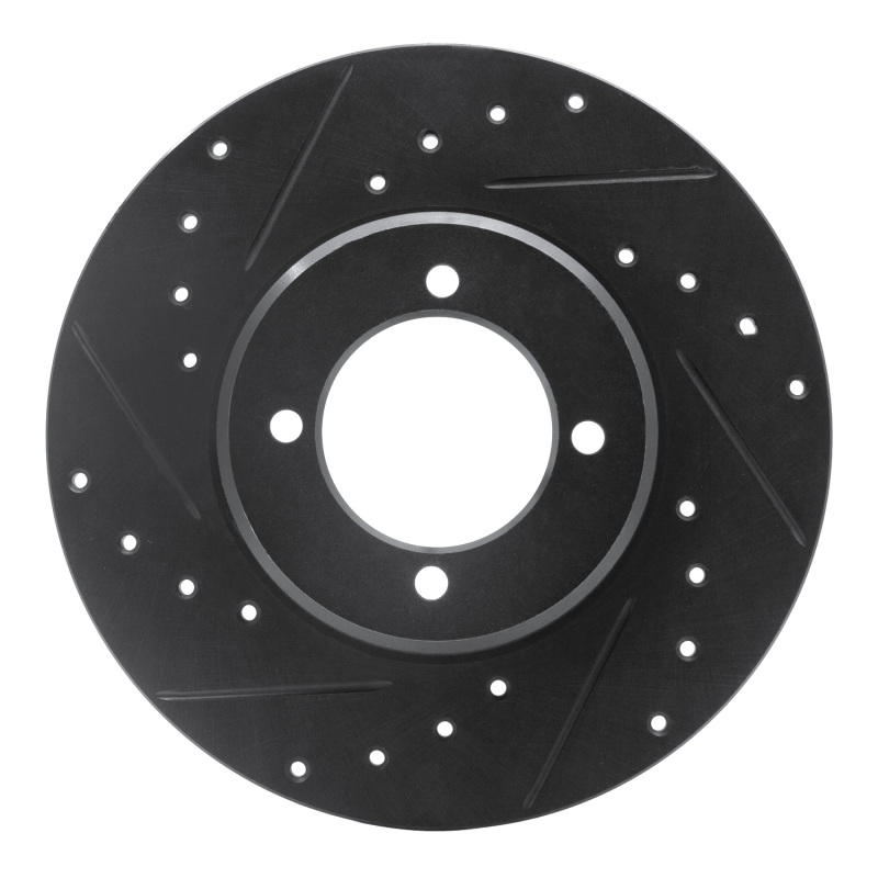 Picture of R1 72-82 Toyota CORONA Front Left Drilled & Slotted Black Brake Rotor