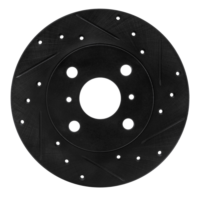 Picture of R1 83-90 Toyota Tercel Front Right Drilled & Slotted Black Brake Rotor