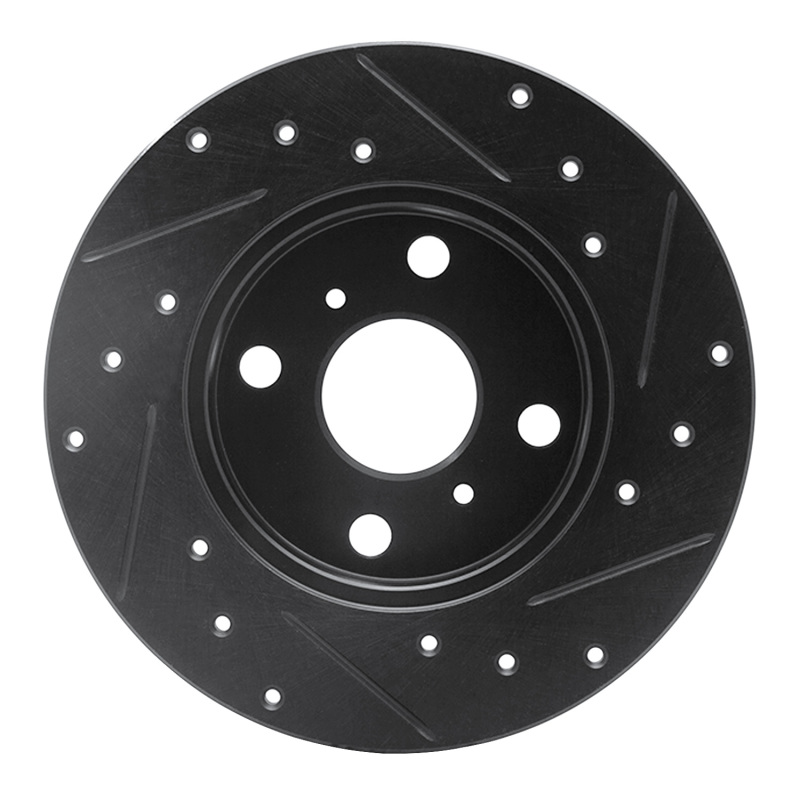 Picture of R1 83-90 Toyota Tercel Front Left Drilled & Slotted Black Brake Rotor