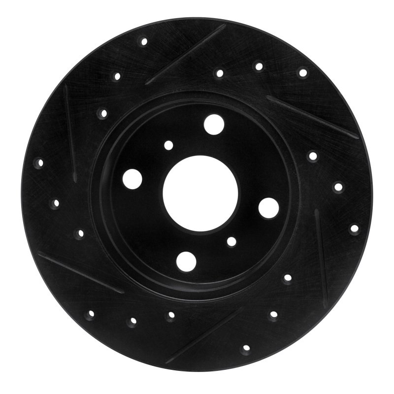 Picture of R1 83-90 Toyota Tercel Front Right Drilled & Slotted Black Brake Rotor
