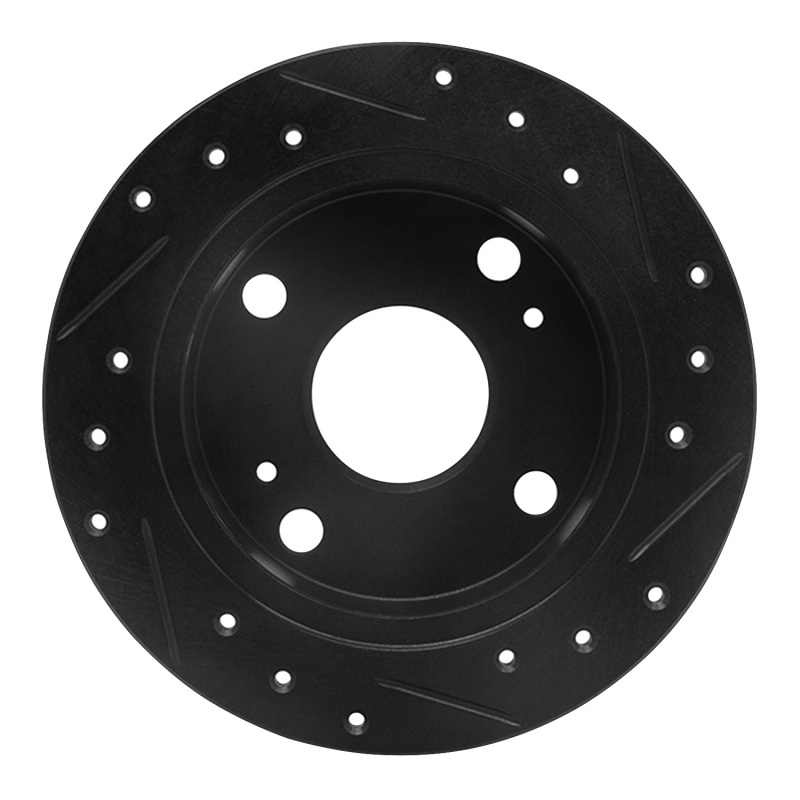 Picture of R1 85-87 Toyota Corolla (US/Canada) Rear Left Drilled & Slotted Black Brake Rotor