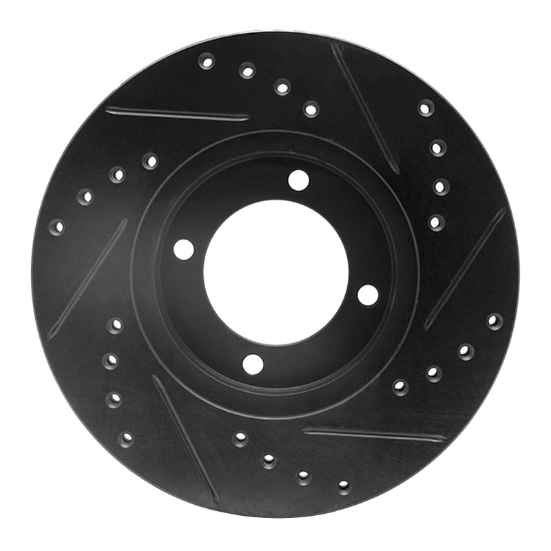 Picture of R1 84-87 Toyota Cressida Front Left Drilled & Slotted Black Brake Rotor