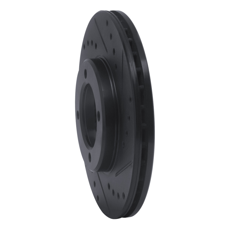 Picture of R1 84-87 Toyota Cressida Front Right Drilled & Slotted Black Brake Rotor