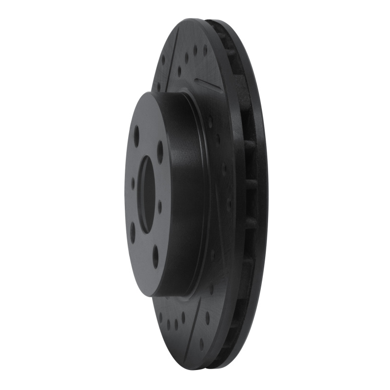 Picture of R1 86-89 Toyota Celica Front Right Drilled & Slotted Black Brake Rotor