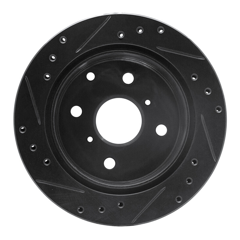Picture of R1 84-88 Toyota Cressida Rear Right Drilled & Slotted Black Brake Rotor