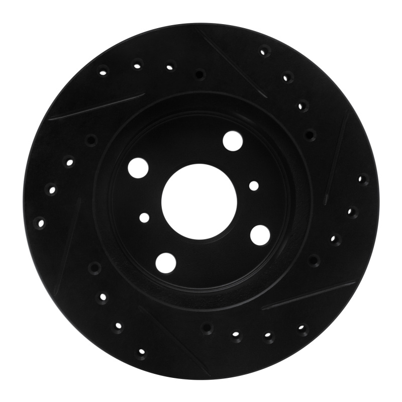 Picture of R1 86-89 Toyota Celica Front Right Drilled & Slotted Black Brake Rotor