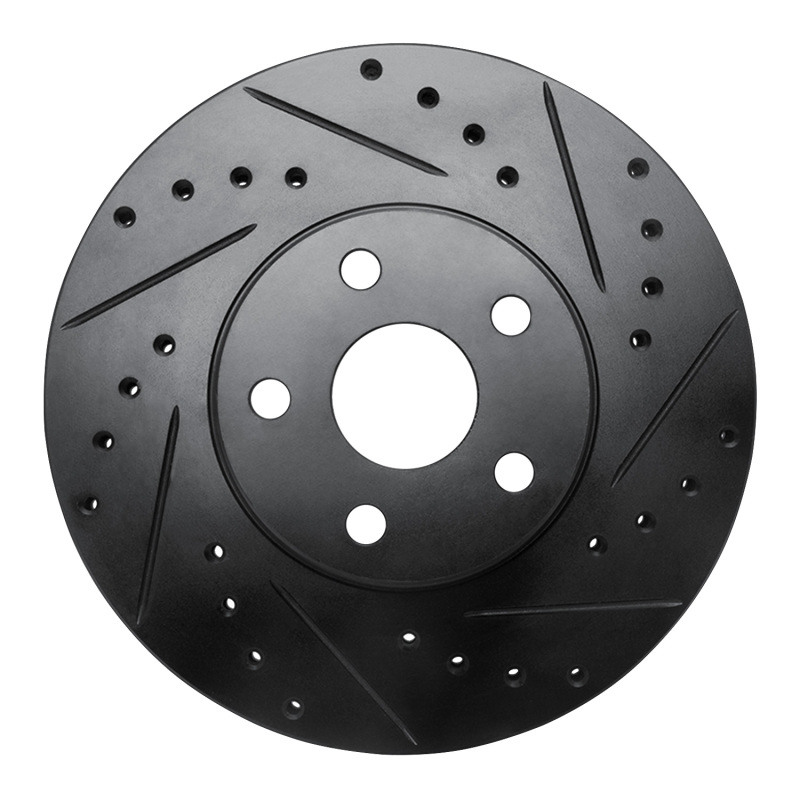 Picture of R1 87-91 Lexus ES250 Front Right Drilled & Slotted Black Brake Rotor