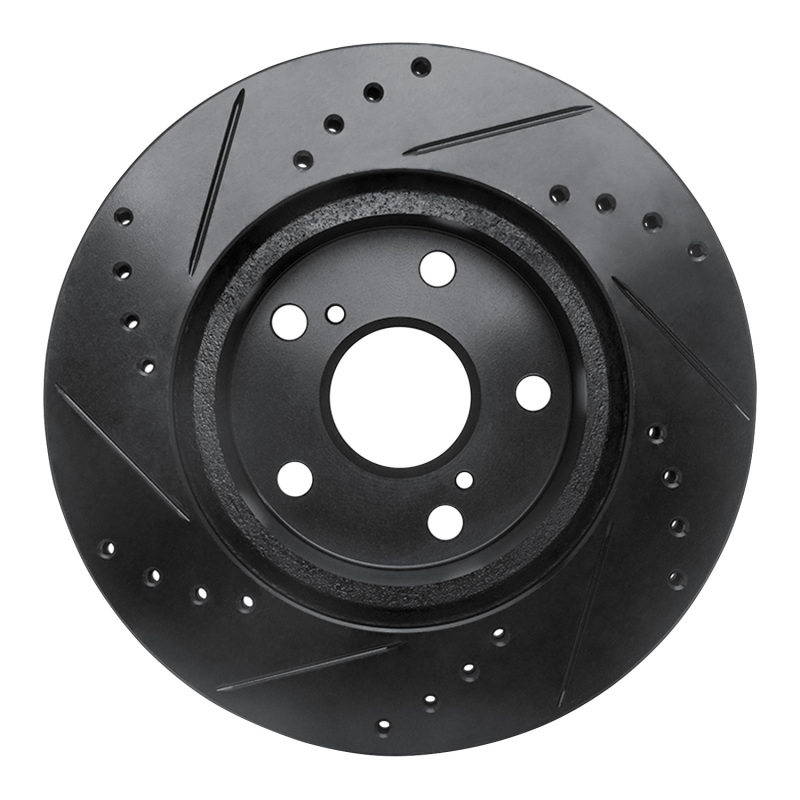 Picture of R1 89-92 Toyota Cressida Front Right Drilled & Slotted Black Brake Rotor