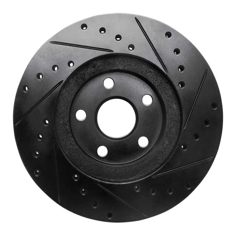 Picture of R1 87-91 Lexus ES250 Front Left Drilled & Slotted Black Brake Rotor
